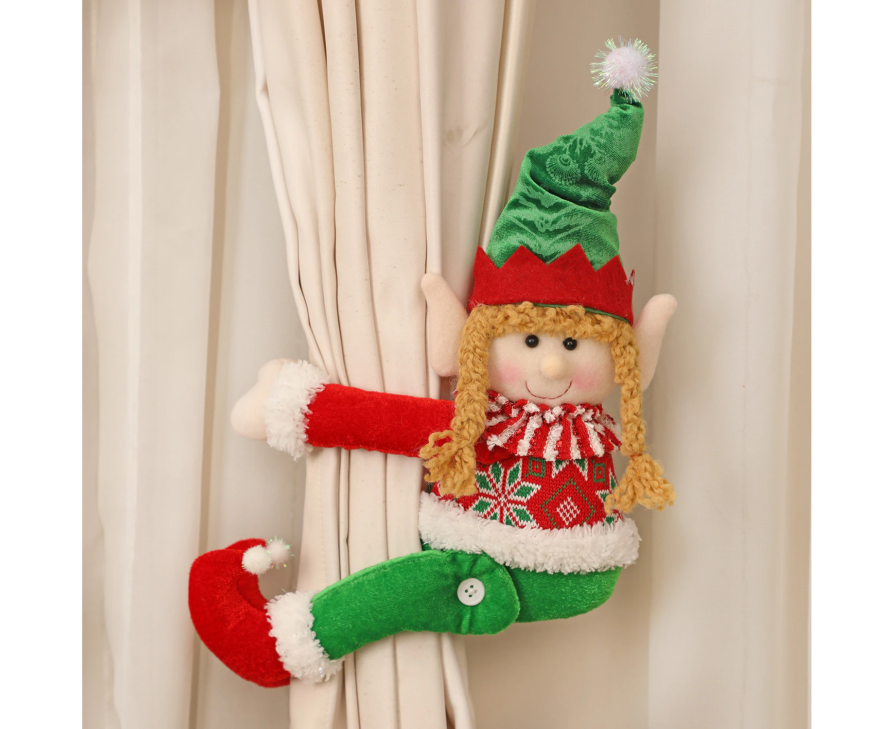 Christmas Curtain Buckle Ornaments Christmas Decorations For Home Santa Claus Elk Happy New Year Gifts Snowman Curtain Buckle-Girls