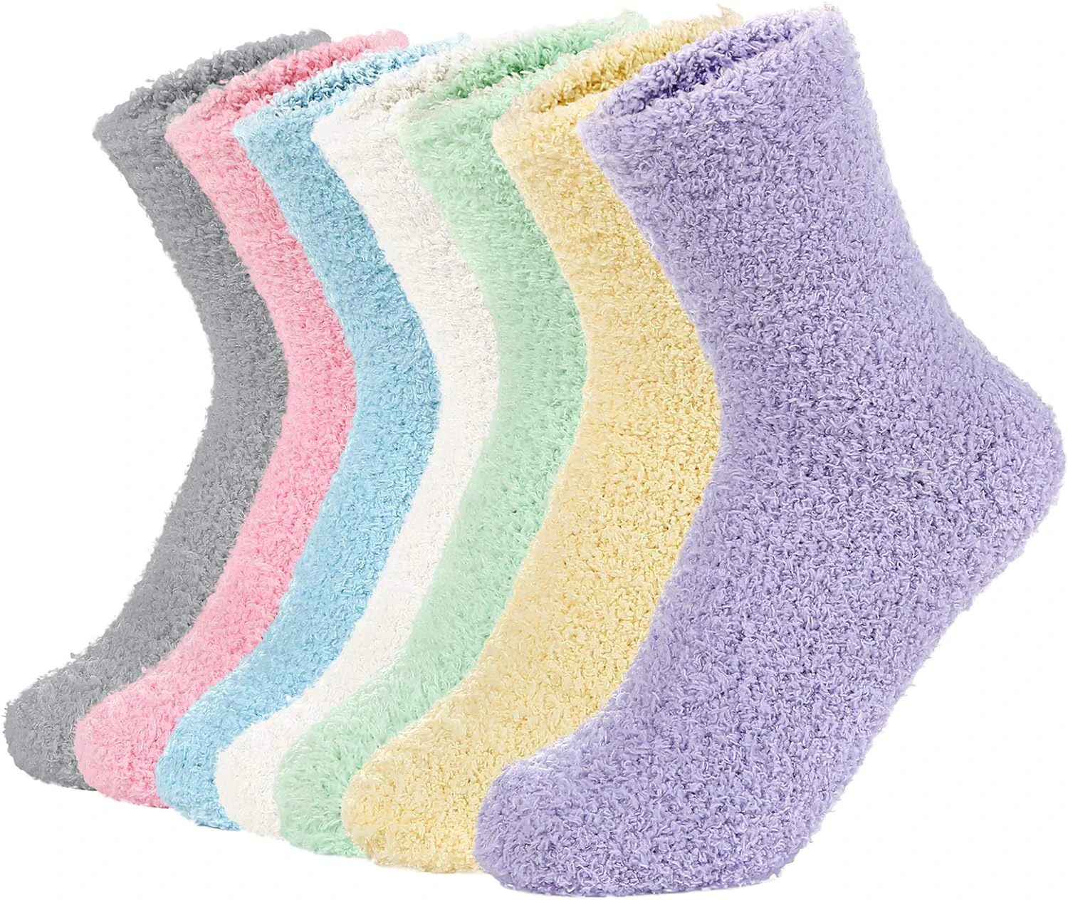 Women'S Slipper Fuzzy Christmas Crew Socks For Women Warm Soft Fluffy Socks Winter Cozy Gifts,K (7 Pairs Solid Color),One Size