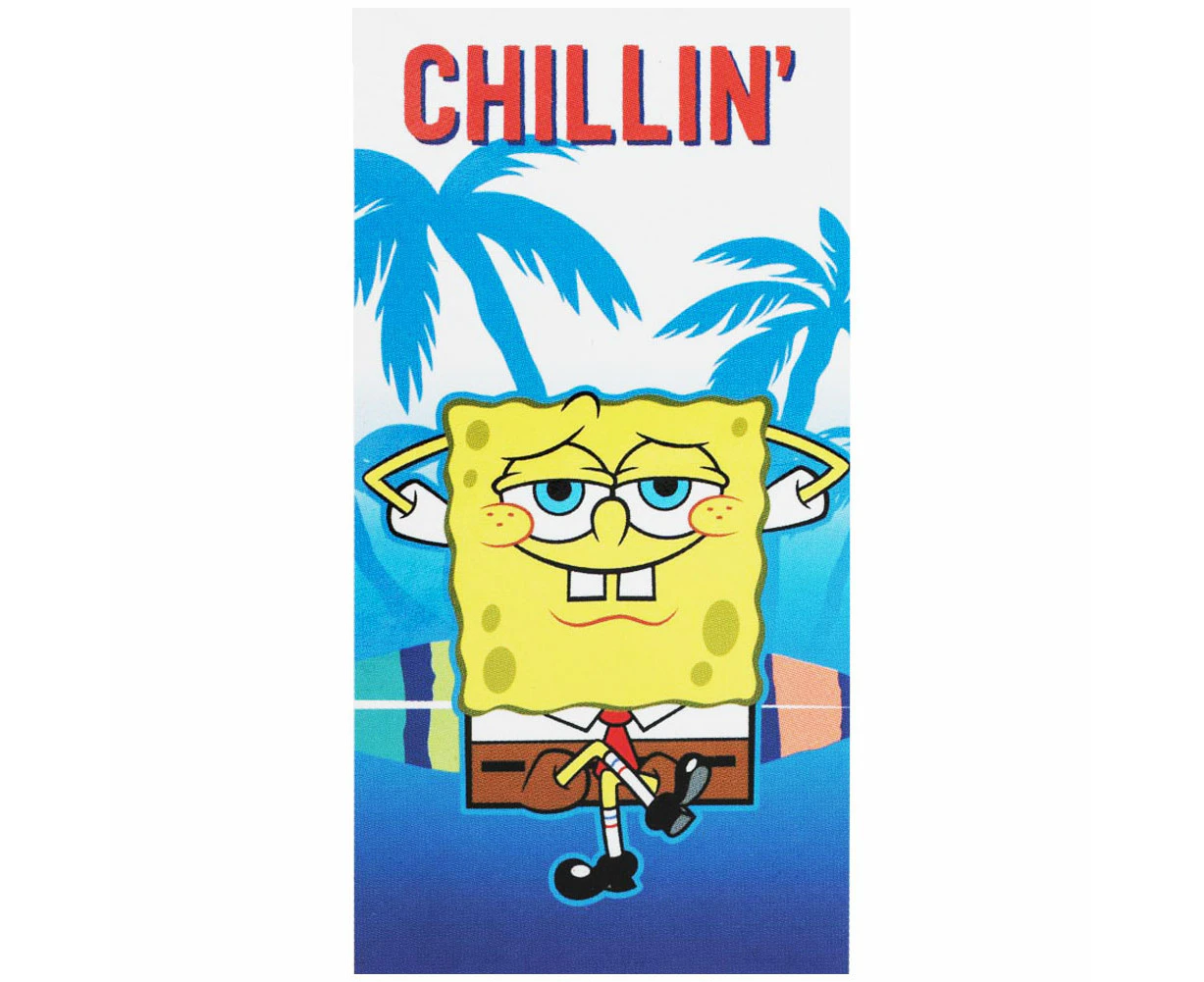 SpongeBob SquarePants Chillin Velour Beach Towel (Blue/White/Yellow) - TA12811