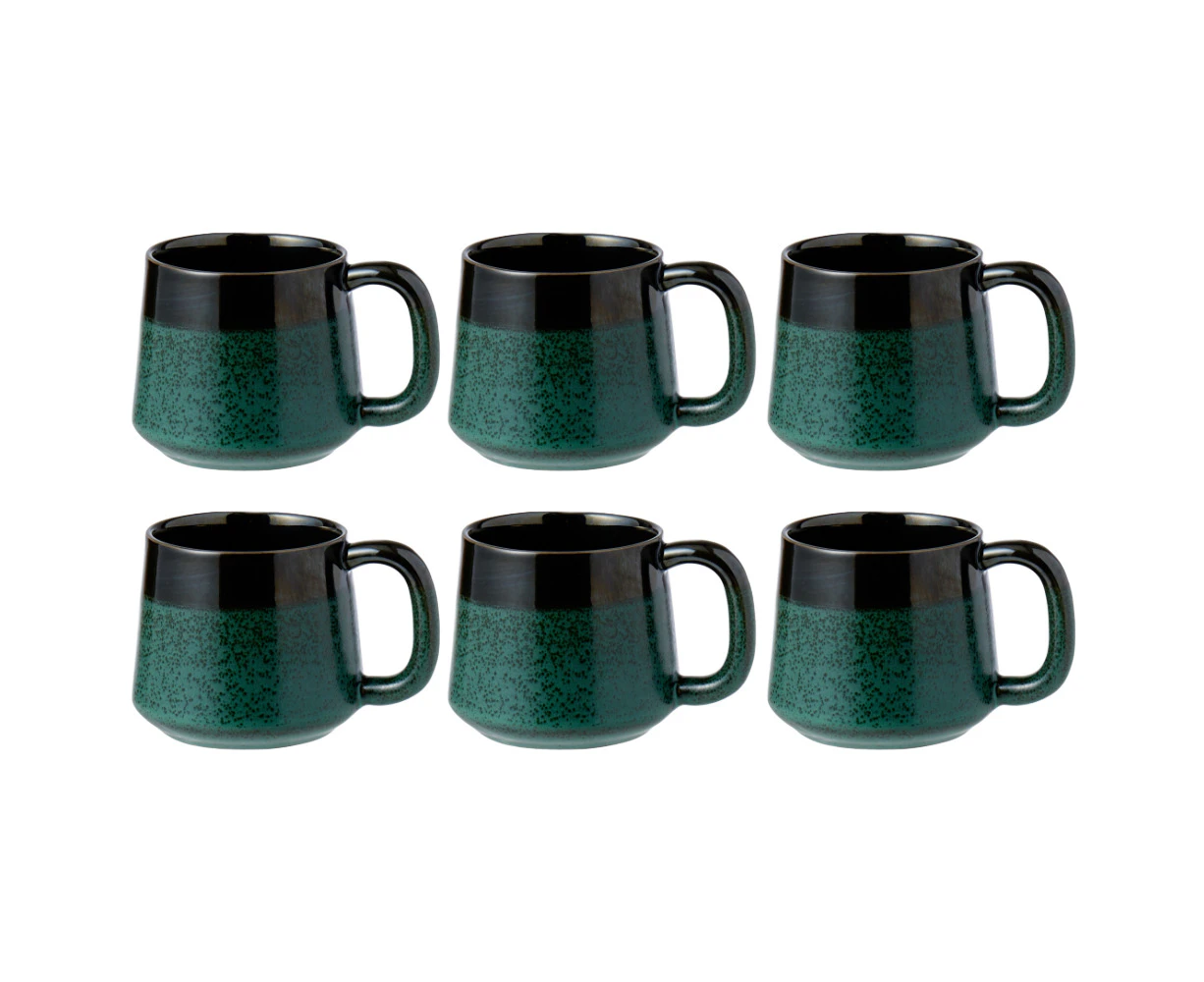 Leaf & Bean Roma Reactive Glaze 6 Piece Mug Set 410ml Green