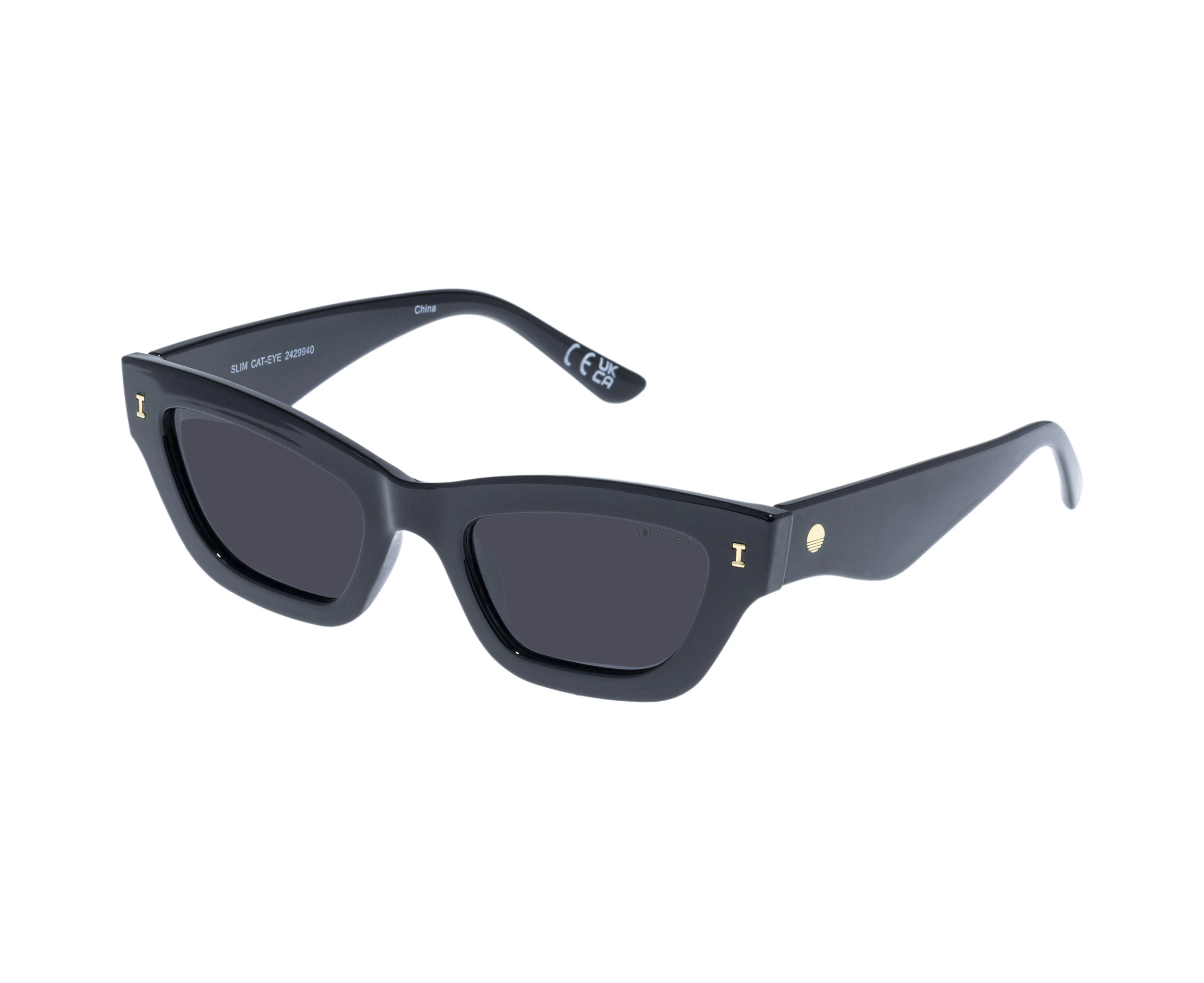 Solarized Female Slim Cat-Eye Black Cat-Eye Sunglasses