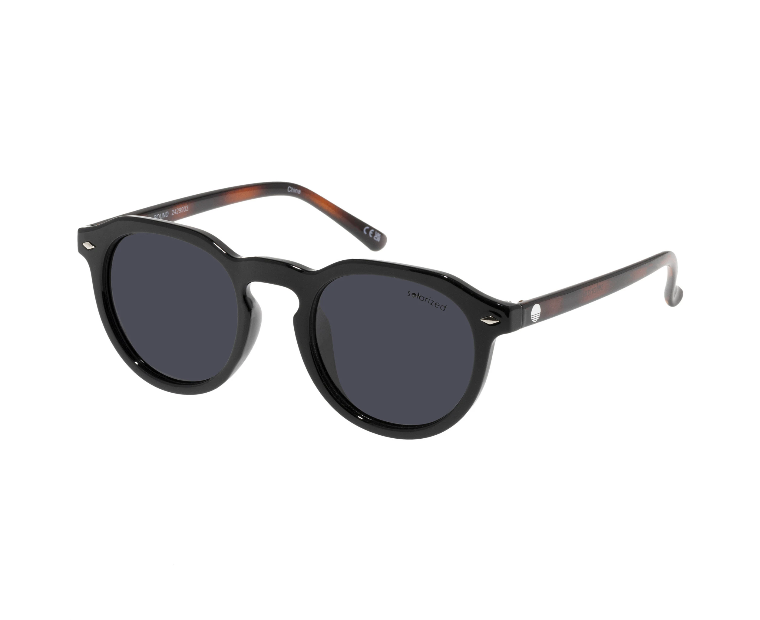 Solarized Uni-Sex Vintage Round Black Tort Grad Round Sunglasses