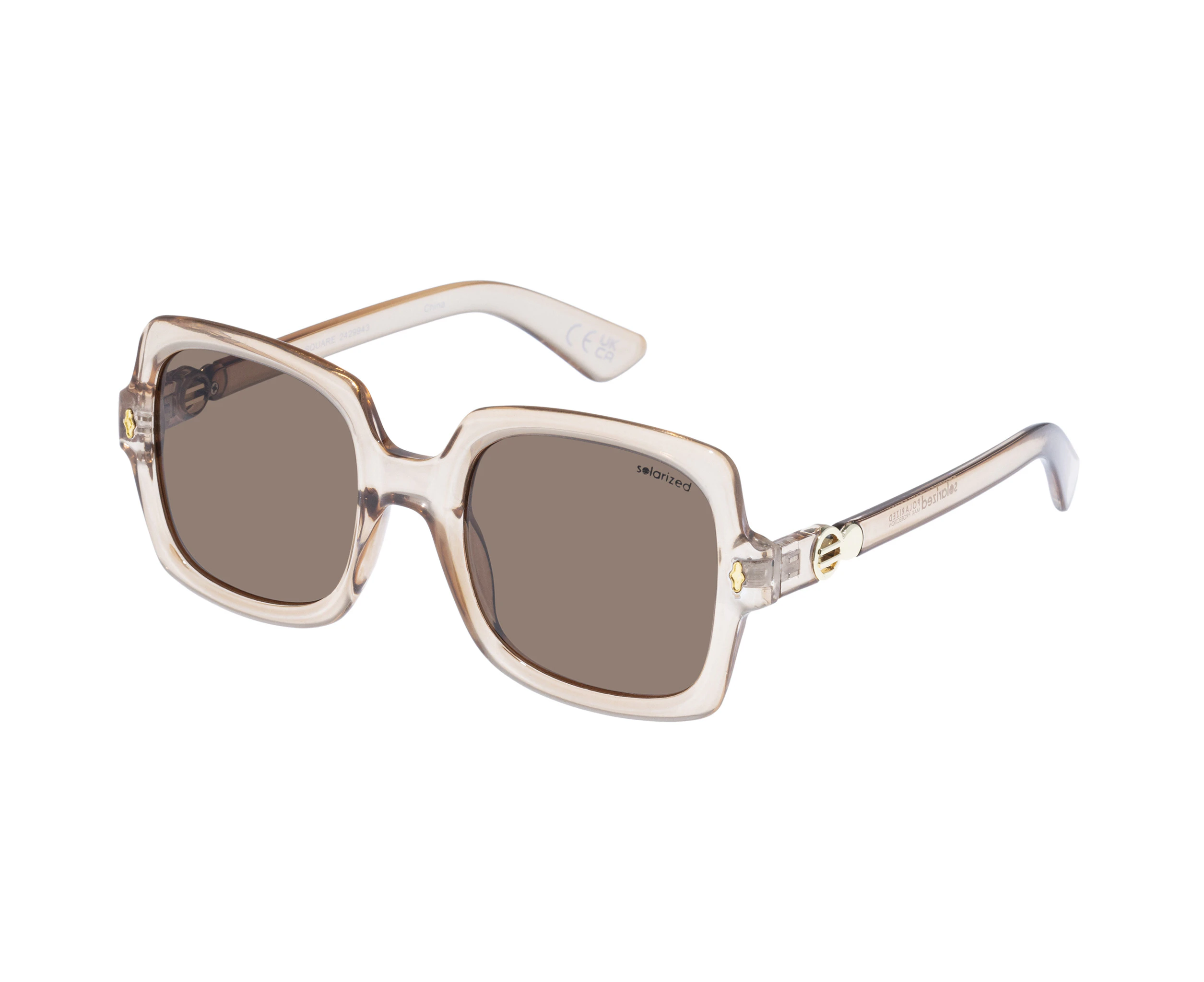 Solarized Female Retro Square Blush Square Sunglasses