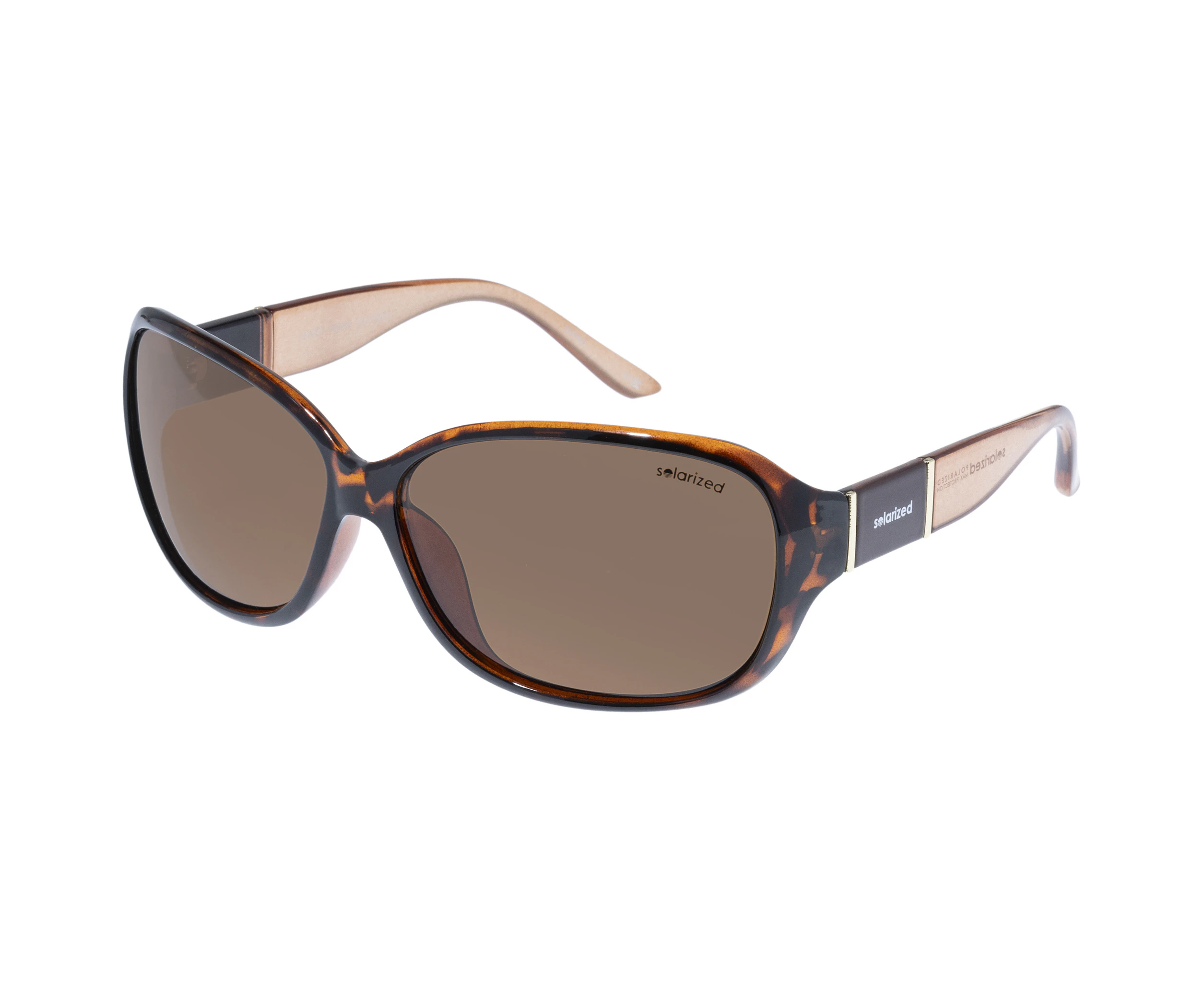 Solarized Female Fancy Wrap Dark Tort Tea Wrap Sunglasses