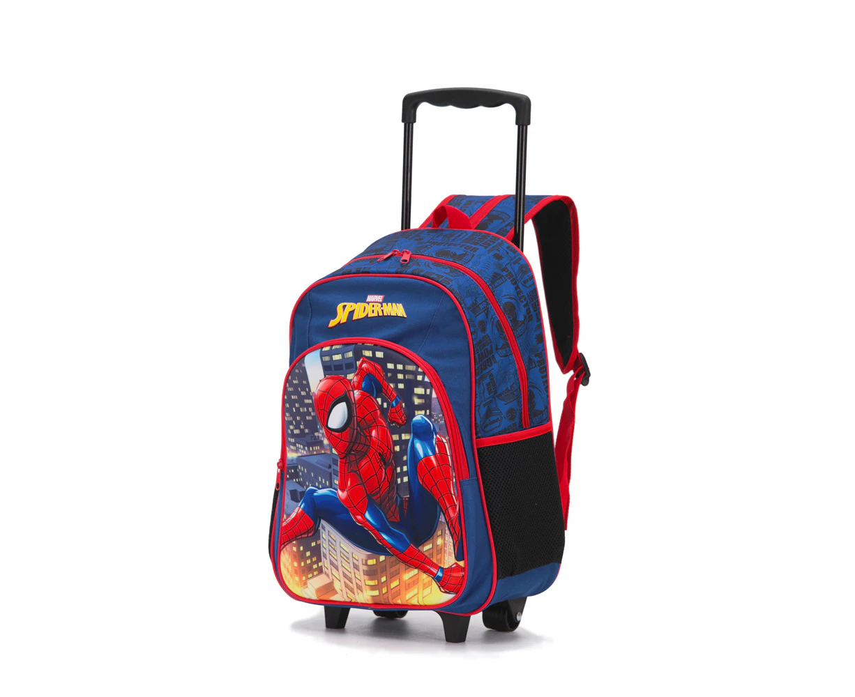 Marvel Spiderman 17'' Trolley Backpack Kids/Children 2-Wheeled Travel Bag Blue