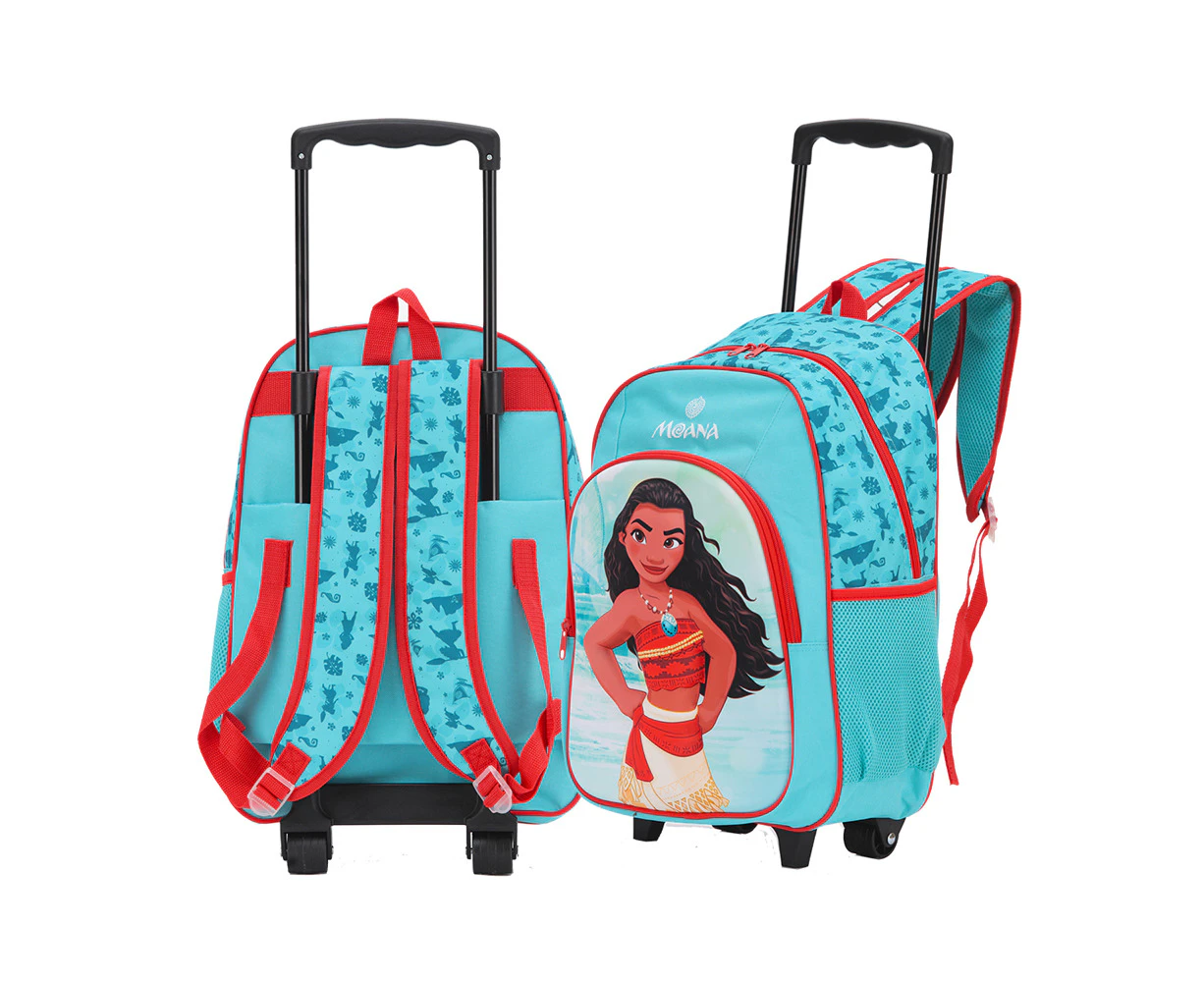 Disney Moana 17'' Trolley Backpack Kids/Children 2-Wheeled Travel Bag Blue