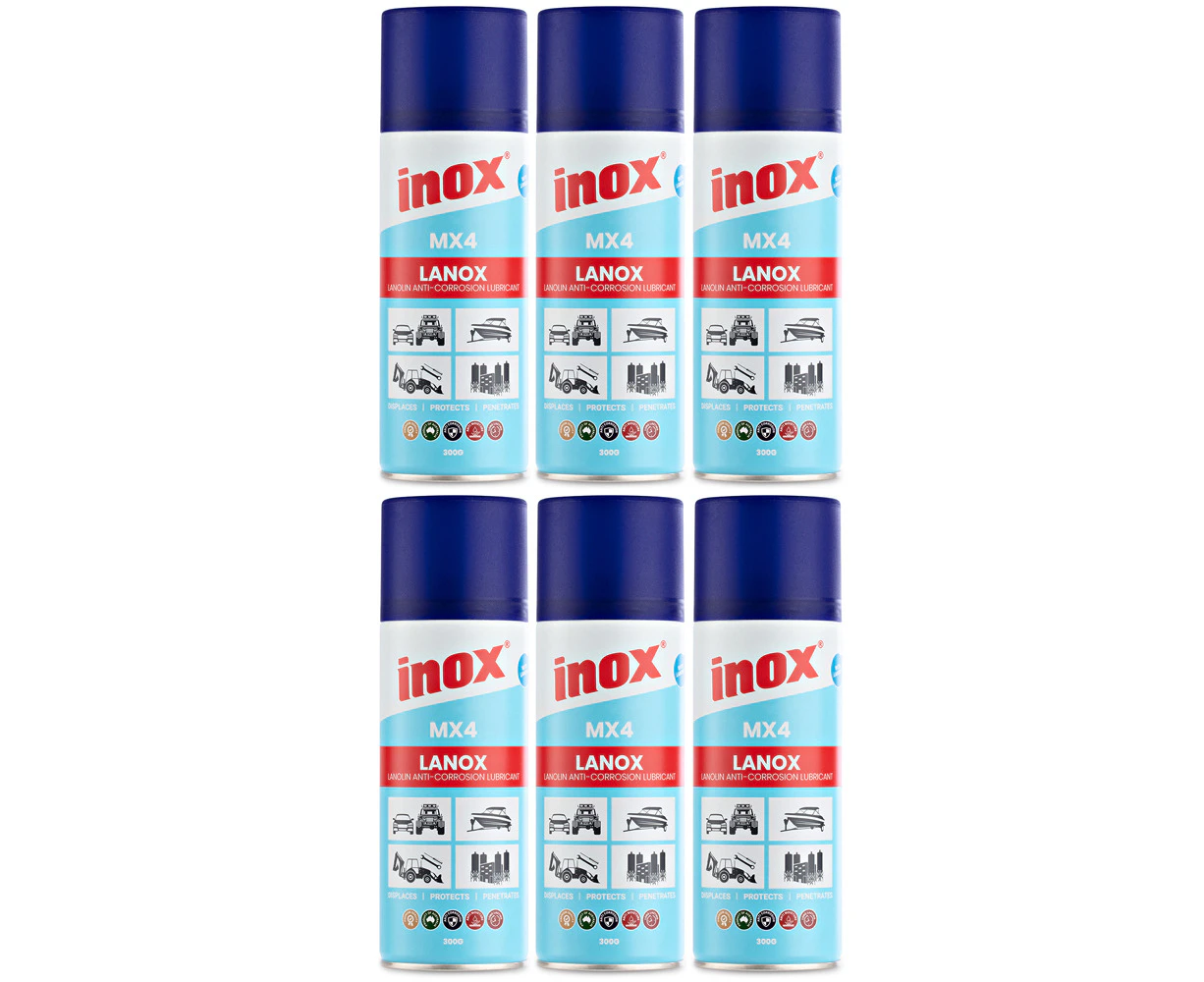 6 Pack Inox Lanolin Heavy Duty Super Lubricant Aerosol Spray 300g (MX4-300x6)