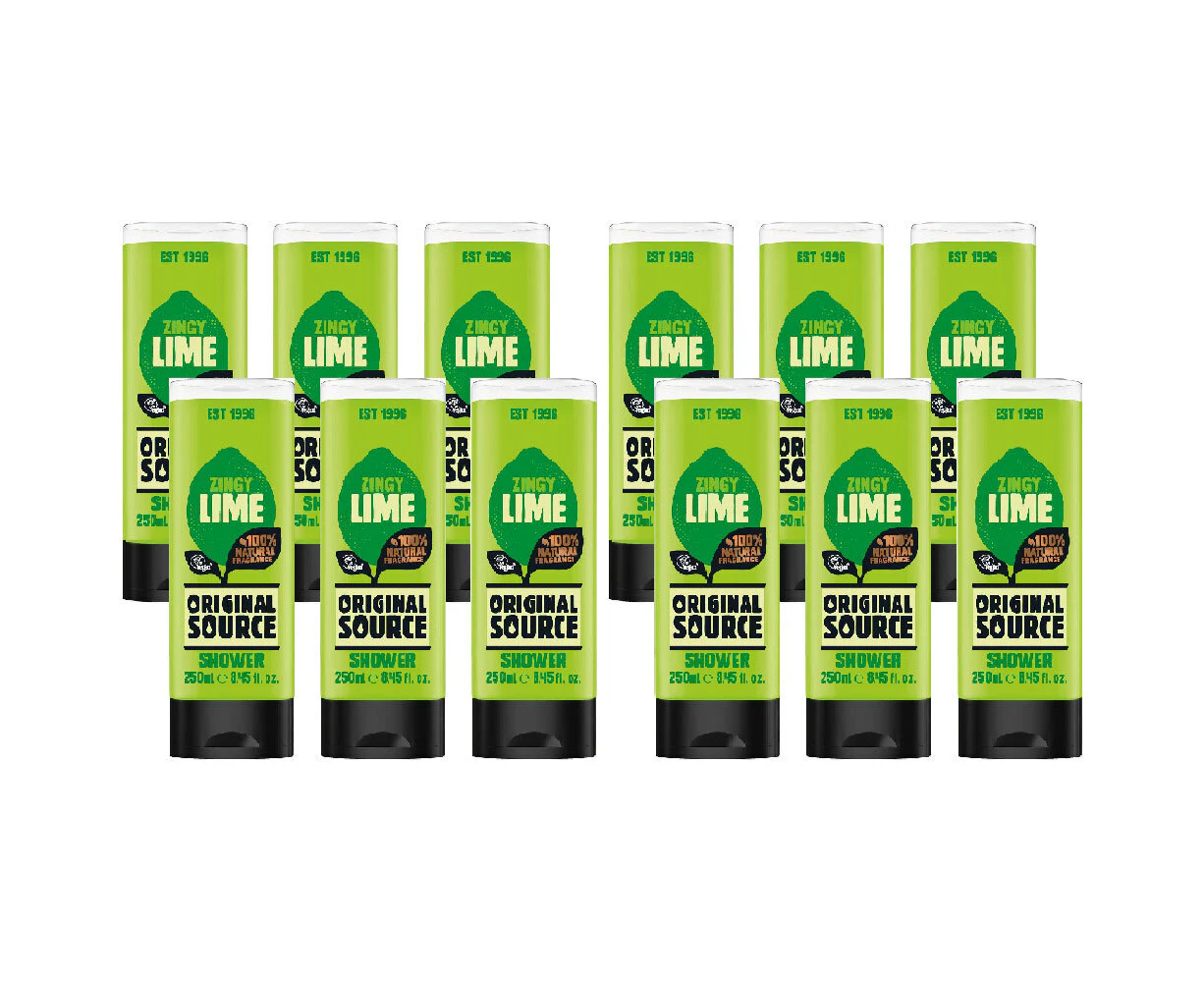 12x Original Source Shower Gel Vegan Natural Body Wash Cleanser Zingy Lime 250ml