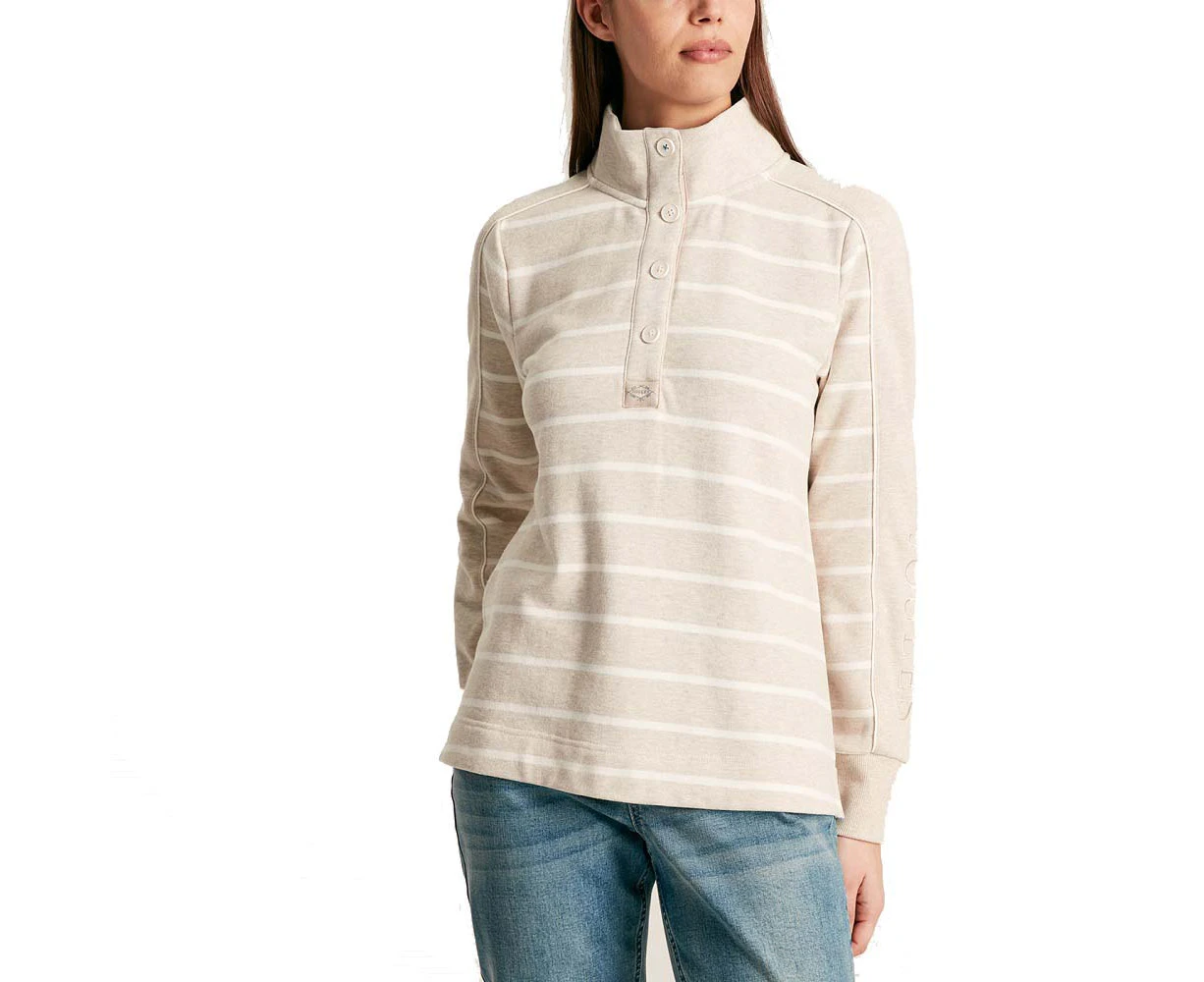 Joules Womens Southwold Half Zip Funnel Neck Sweatshirt - Cream Marl