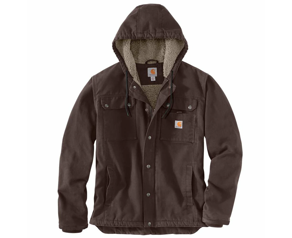 Carhartt Mens Bartlett Sherpa Lined Cotton Work Jacket - Dark Brown