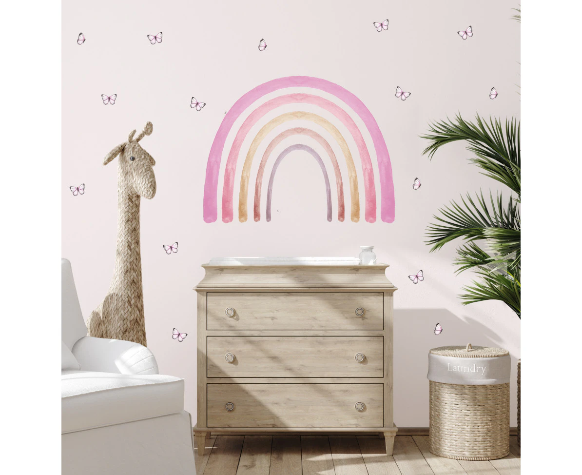 Pastel Butterflies Australian Design Hand Painted Peel & Stick, Removable Wall Decal. Nursery, Kids Playroom, Kids Teens Bedroom