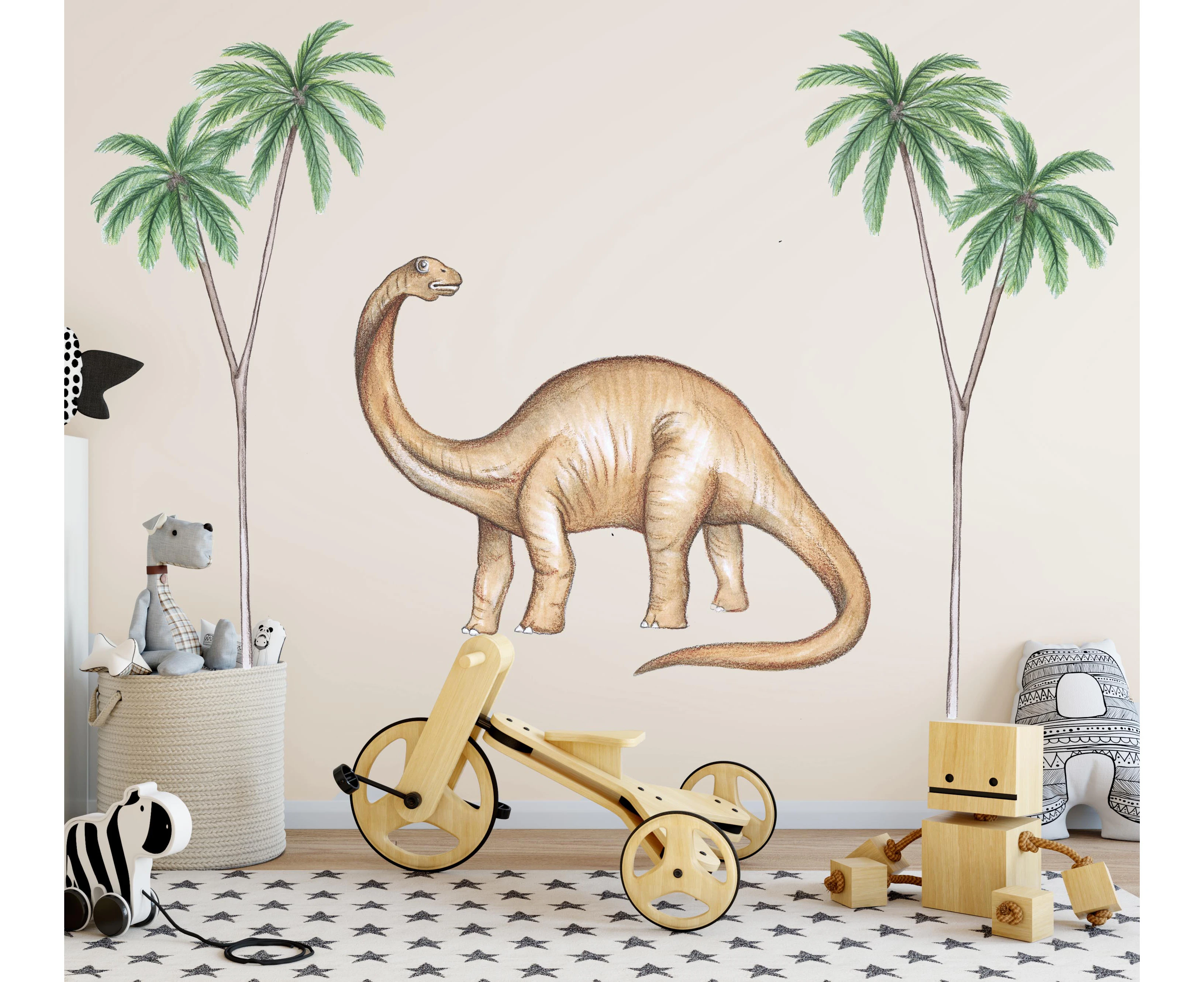 Single Brachiosaurus Australian Design Hand Painted Peel & Stick, Removable Wall Decal. Nursery, Kids Playroom, Kids Teens Bedroom