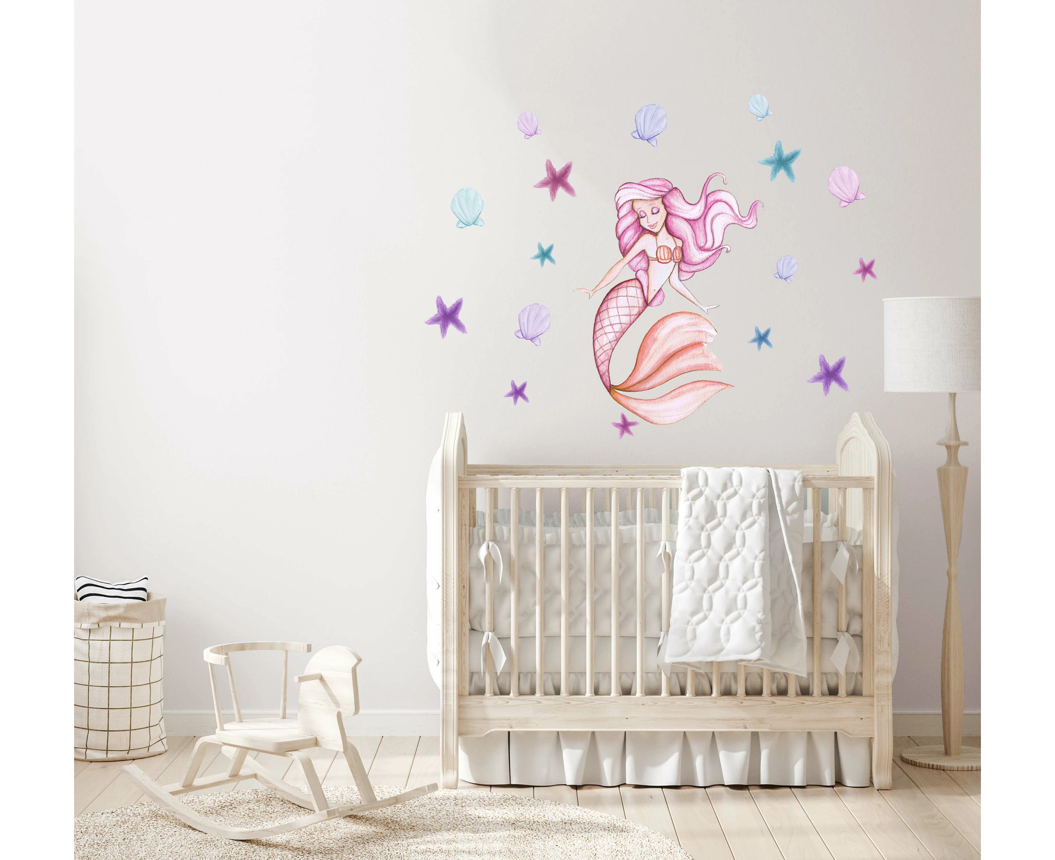 Mermaid Pixie Australian Design Hand Painted Peel & Stick, Removable Wall Decal. Nursery, Kids Playroom, Kids Teens Bedroom