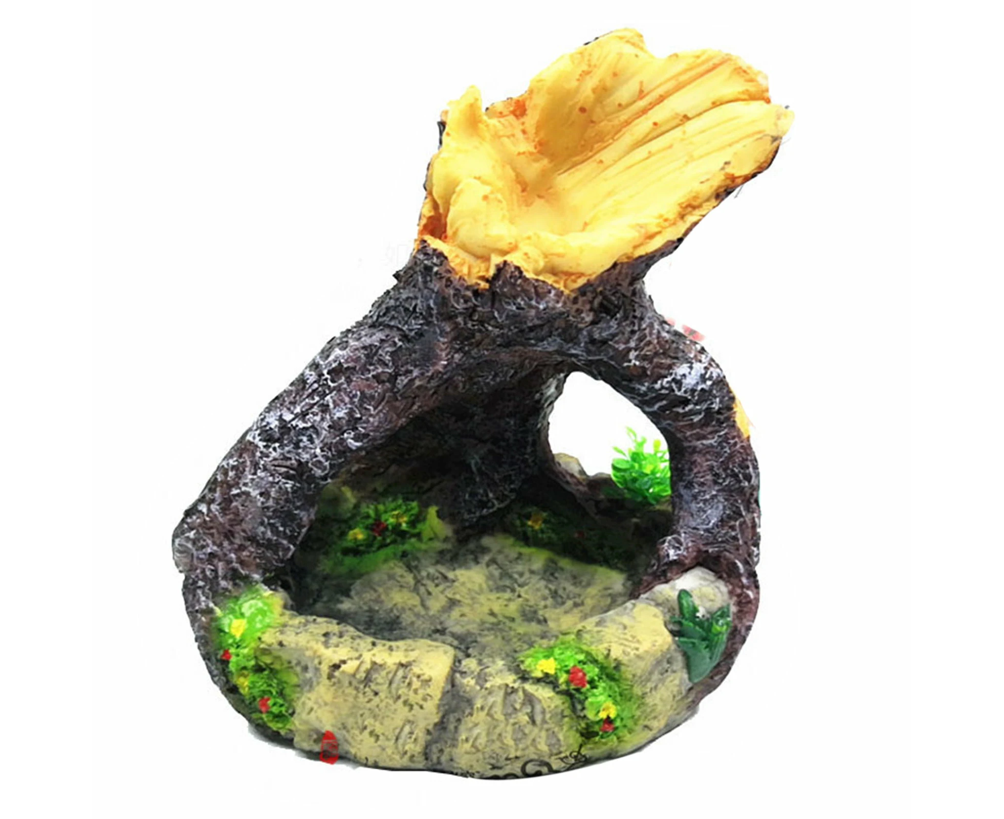 Aquarium Simulated Basin Turtle Lizard Climbing Pet Food Bowl Fish Tank Decor