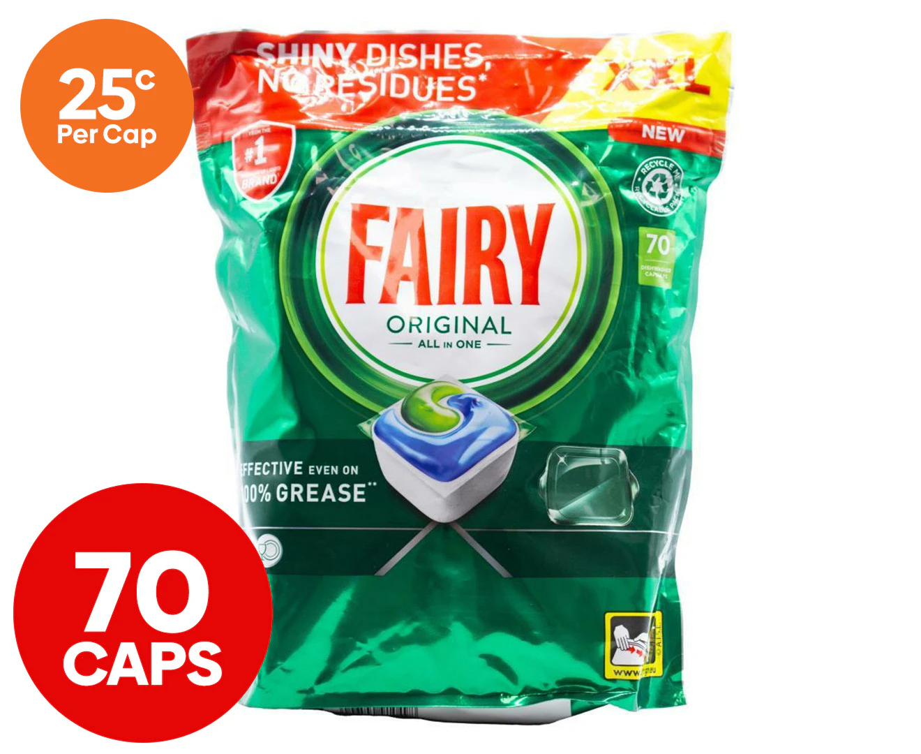 Fairy All in One Dishwashing Capsules Original 70pk