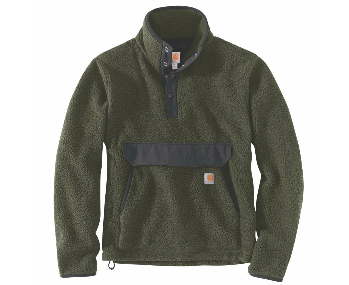 Carhartt Mens Relaxed Fit Pullover Sherpa Fleece Jacket - Basil Heather