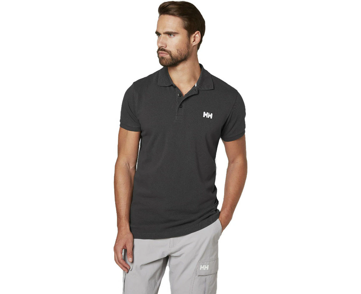 Helly Hansen Mens Logo Transat Casual Short Sleeve Cotton Polo Shirt - EBONY