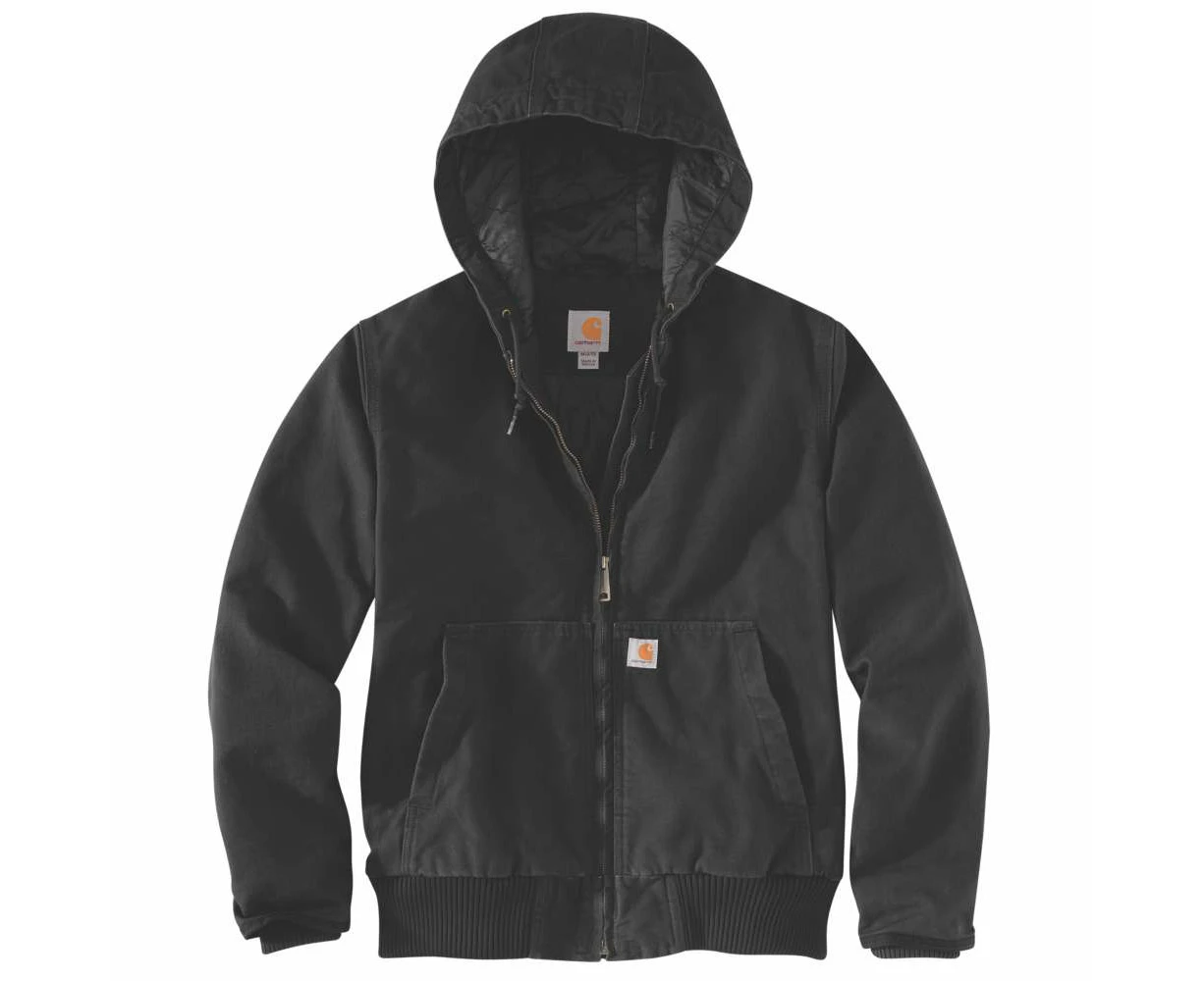 Carhartt Womens Washed Duck Hooded Active Work Jacket Coat - Black