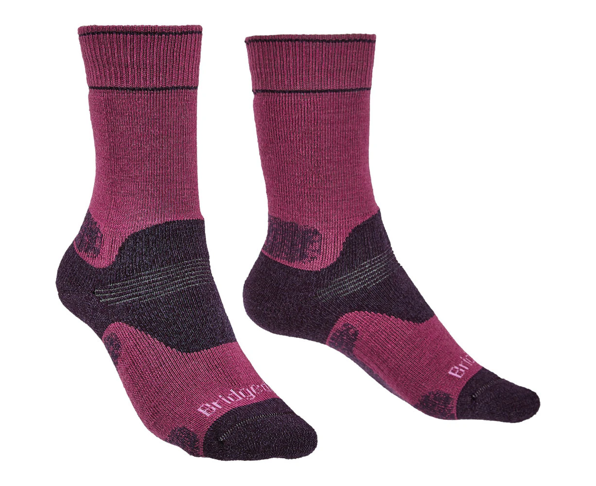 Bridgedale Womens Hike Midweight Merino Wool Walking Socks - Berry