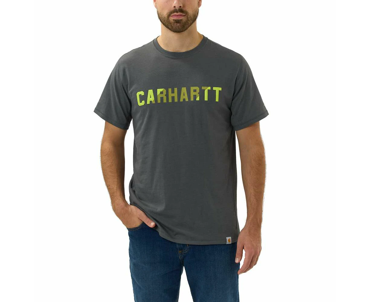 Carhartt Mens Force Flex Block Logo Short Sleeve T Shirt - Carbon Heather