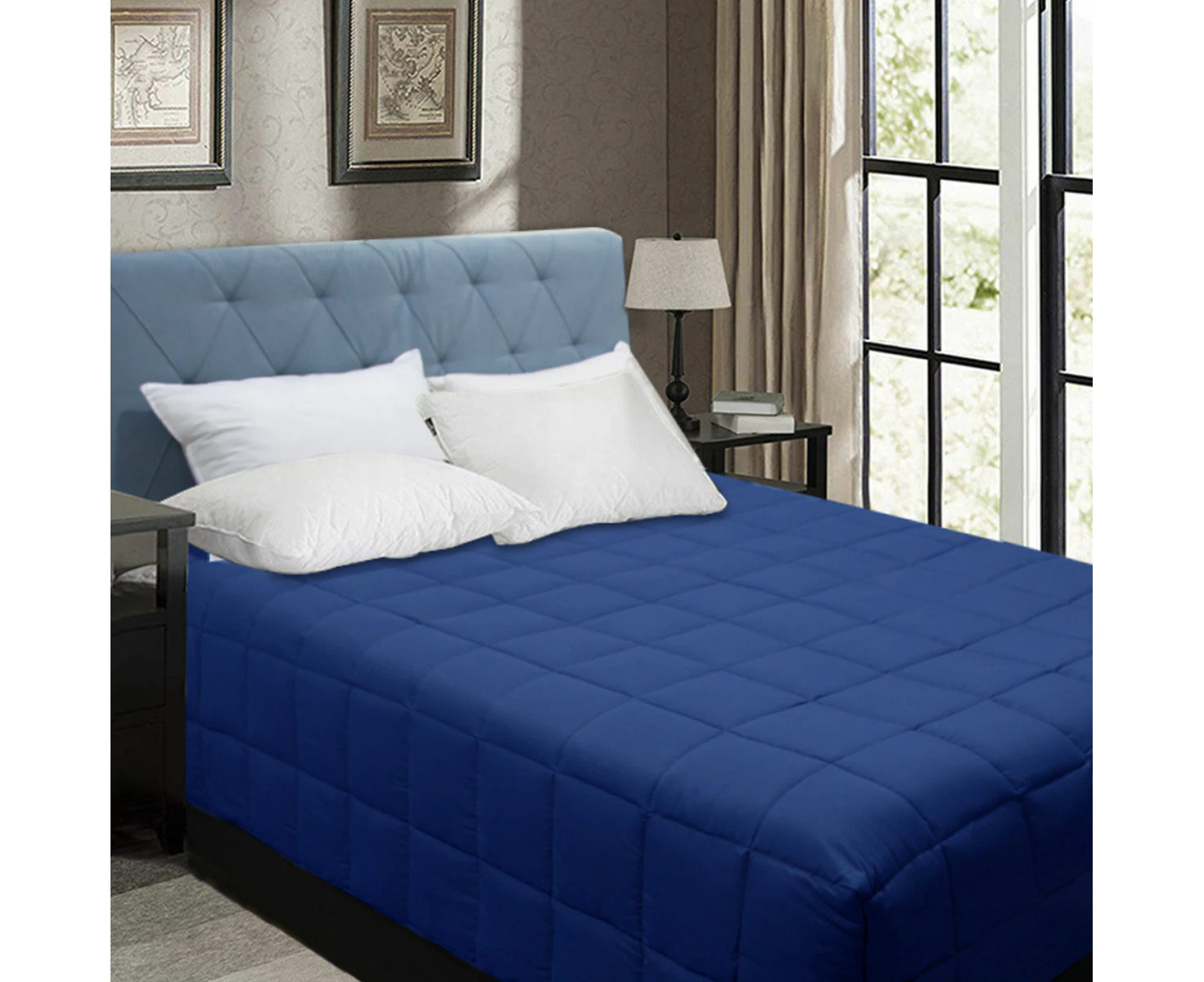 Shangri La Bamboo Blend Microfiber Box End Quilt Classic Blue Queen