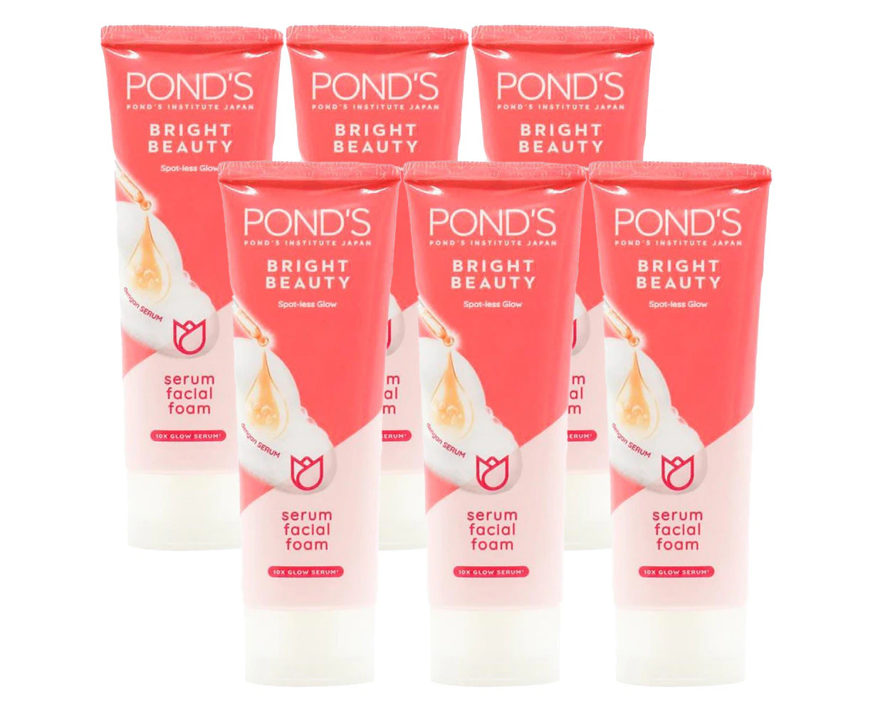 6x Ponds Bright Beauty Spot-Less Radiant Glow Serum Facial Foam Cleanser 50g