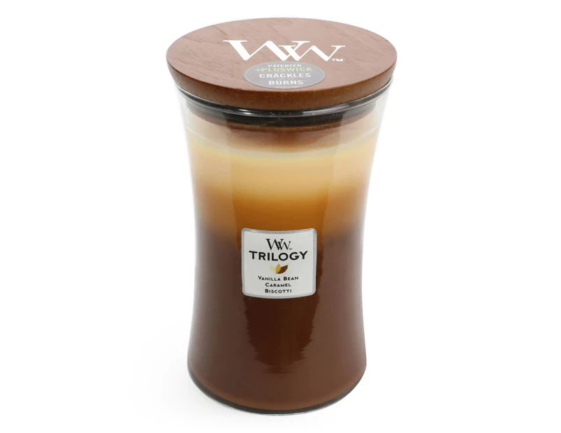 WoodWick Cafe Sweets Trilogy Scented Crafted Candle Glass Soy Wax w/ Lid Large