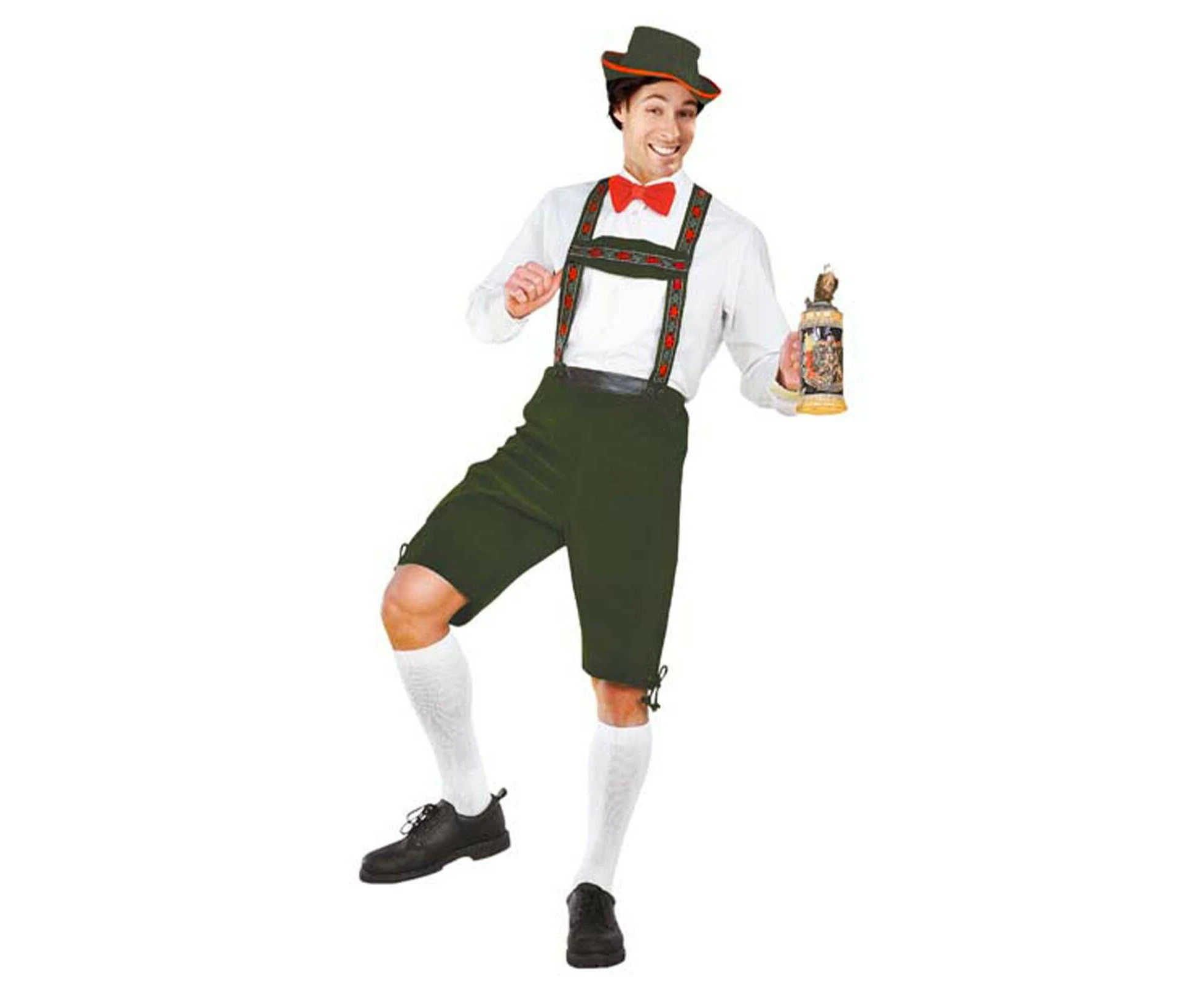 Rudolph Oktoberfest Green Lederhosen (Shorts + Hat) - Adult