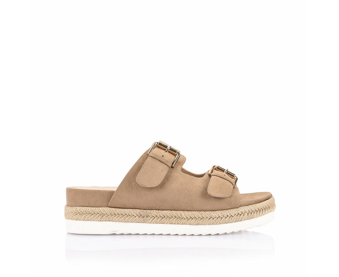 Denmark Footbed Slides - Taupe Micro