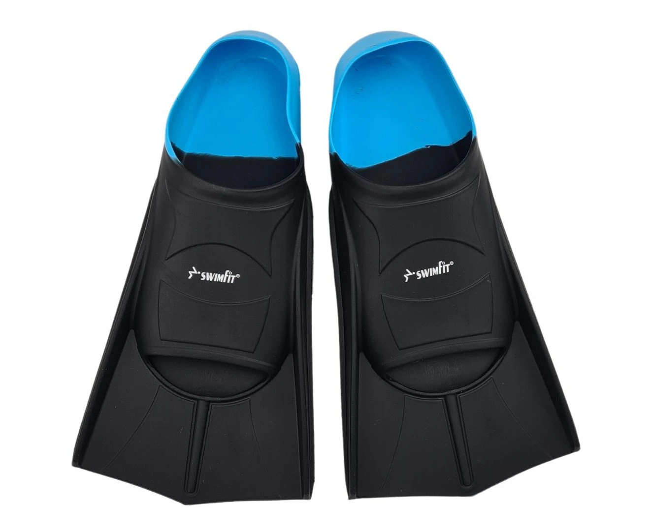 SWIMFIT SILICONE TRAINING FINS BLACK / AQUA  LARGE (US 7-9)