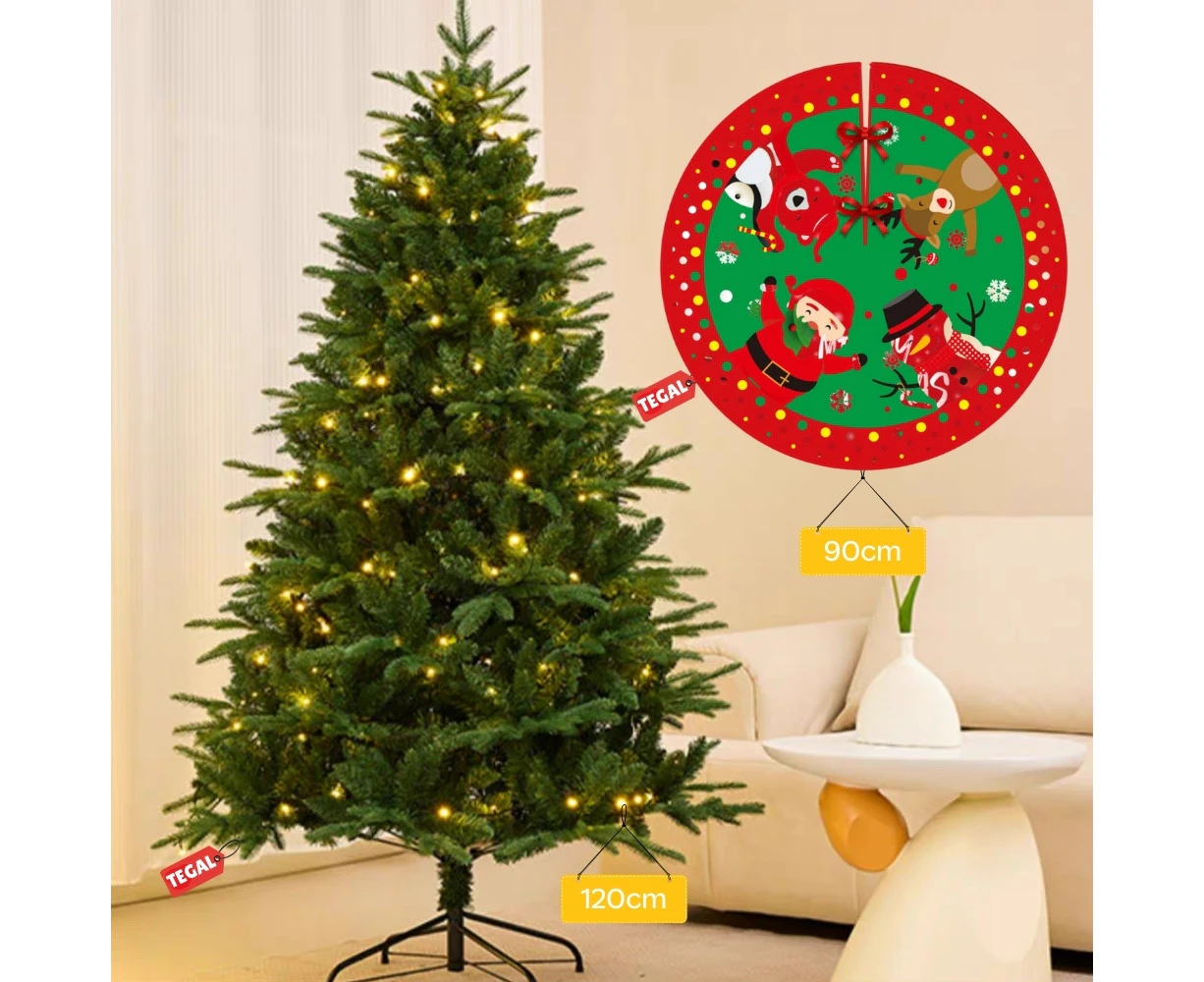 TEGAL Table Top Christmas Trees with Lights 1.2m Pre-lit Small Xmas Tree with Tree Skirt - 1