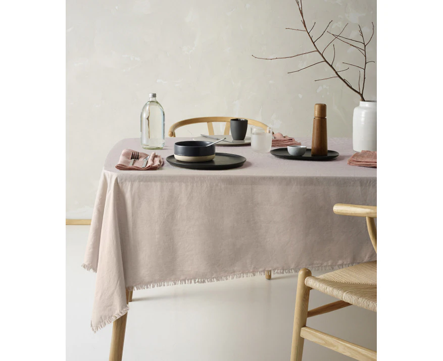 Vintage Design Gypsy Linen Cotton Tablecloth Natural