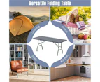 Costway Outdoor Portable Picnic Desk Folding Dining Party Table w/Safe Lock & Carrying Handle Patio Grey