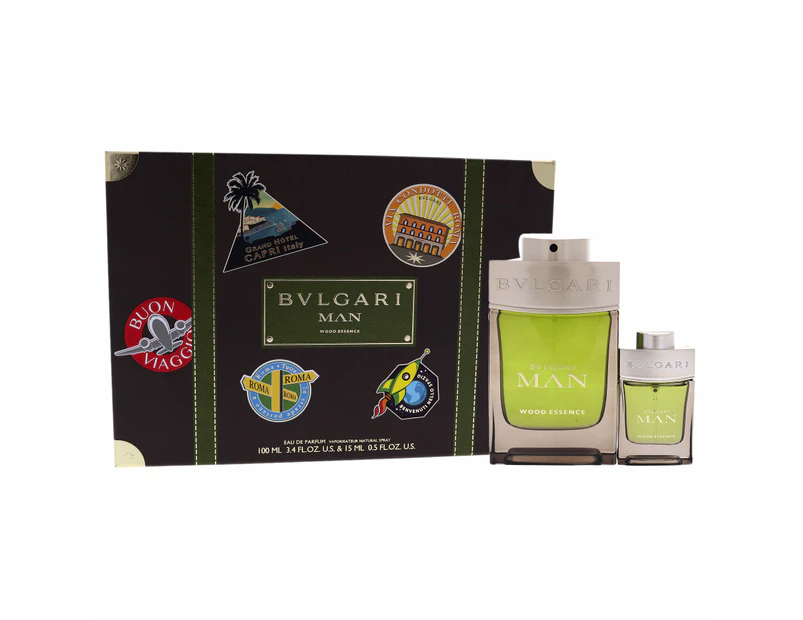 Bvlgari Man Wood Essence by Bvlgari for Men - 2 Pc Gift Set 3.4oz EDP, 0.5oz EDP Spray