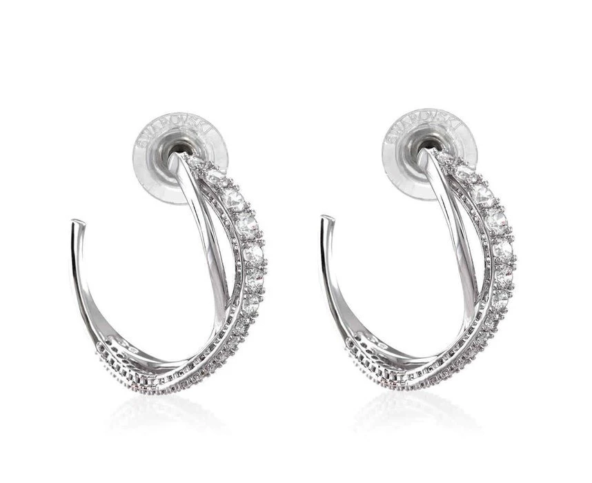 Swarovski Twist hoop earrings 5563908  White, Rhodium plated White