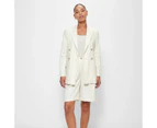 Linen Blend Double Breasted Pinstripe Relaxed Blazer - Preview