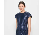 Sleeveless Extended Shoulder Sequin Top - Preview