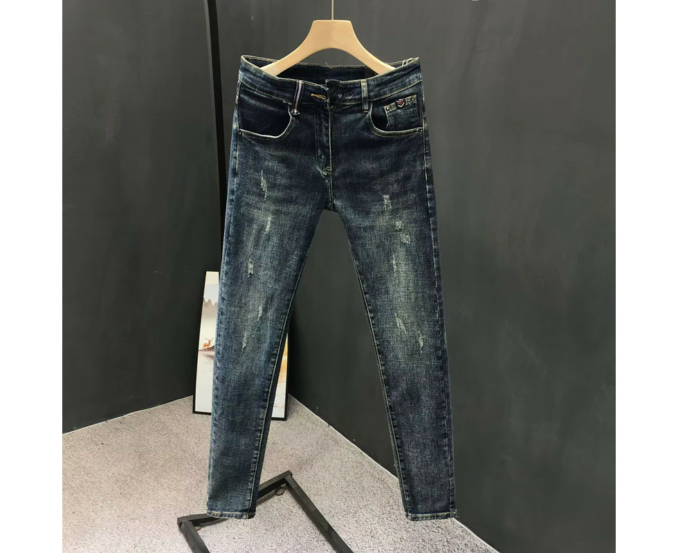 Jeans Men Slim Fit Pants Trendy Men's Elastic Fashion Casual Long Pants