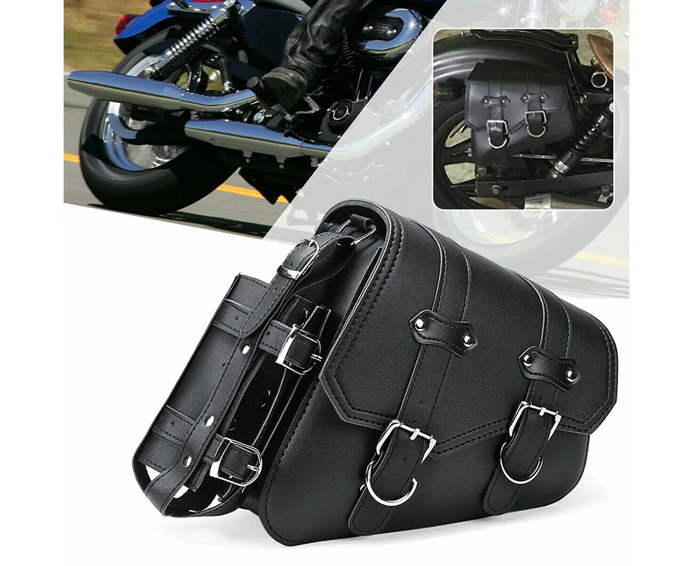 (Left)Motorbike Black PU Leather Saddle Bag Motorcycle Tool Water bottle Luggage Side Saddle Bag For Sportster XL 883 1200C Out Door