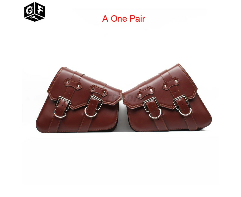 (A One Pair)Universal Motorcycle PU Leather Left/Right Side Saddlebag Saddle Bag Luggage Bag Tool Bags Storage for Harley Sportster Honda