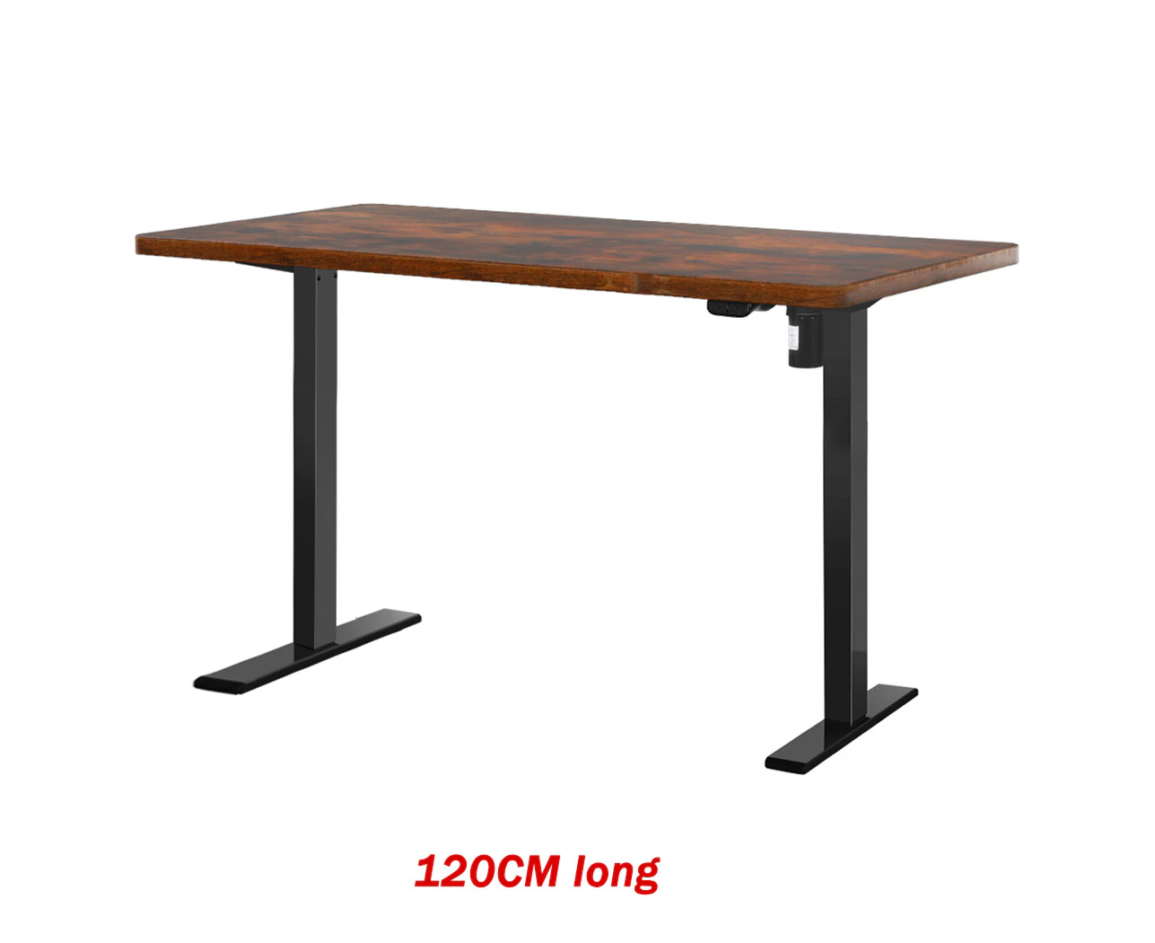 Standing Desk Height Adjustable Motorised Electric Sit Stand Table Riser Black Frame+120cm Brown Top