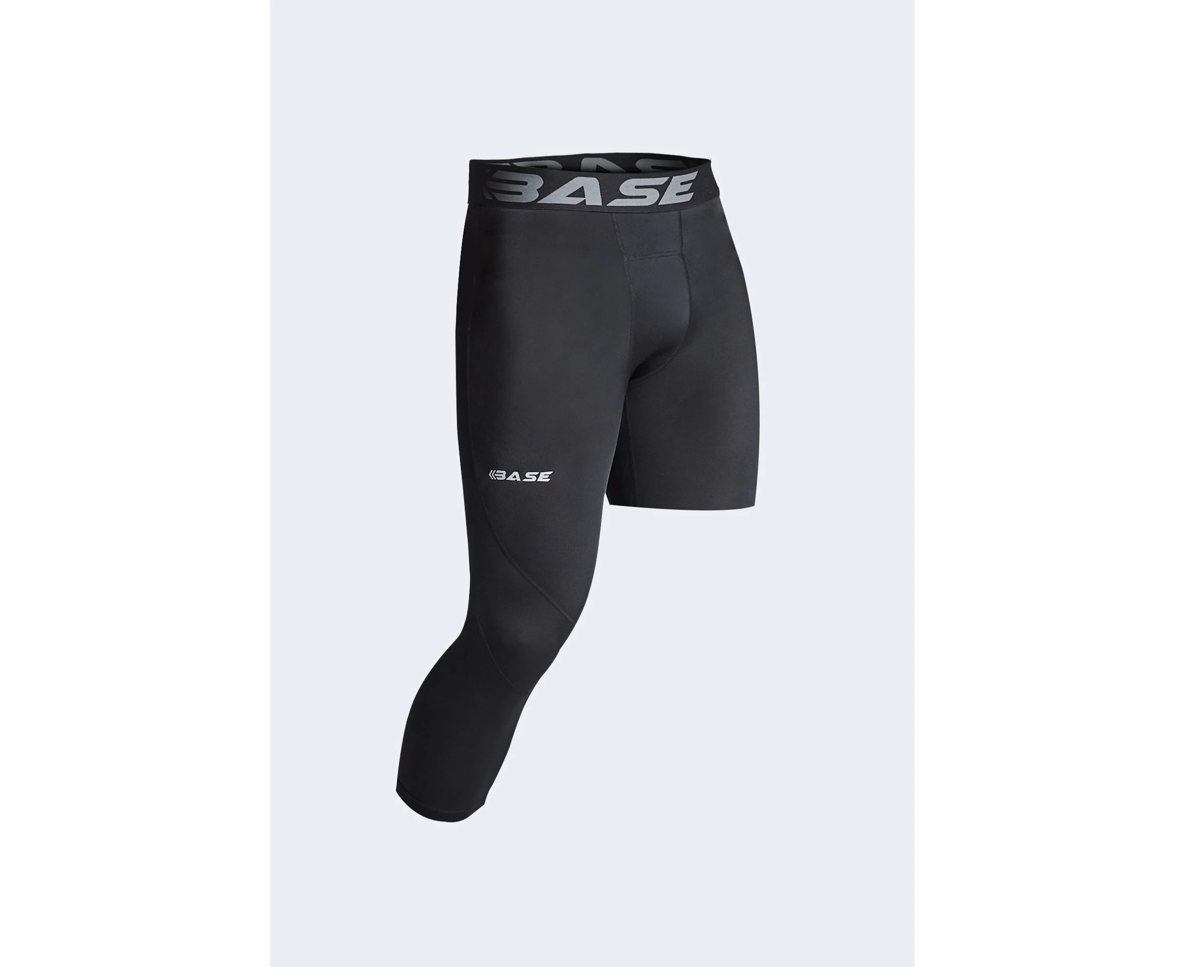 BASE Men's Adapted 3/4 Tights - Black (Left leg short)