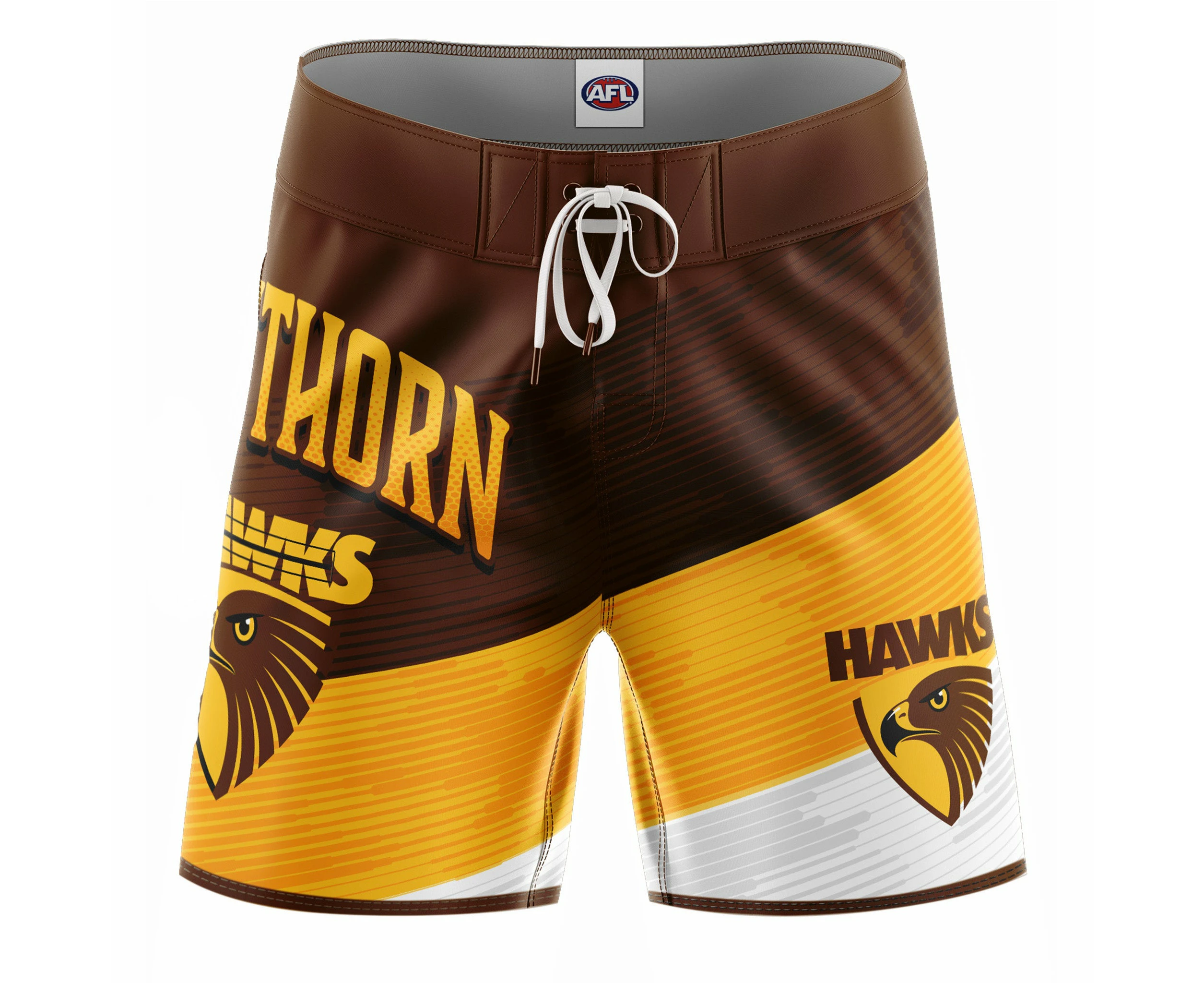 Hawthorn Hawks AFL Footy Mens Barrel Boardies Board Shorts