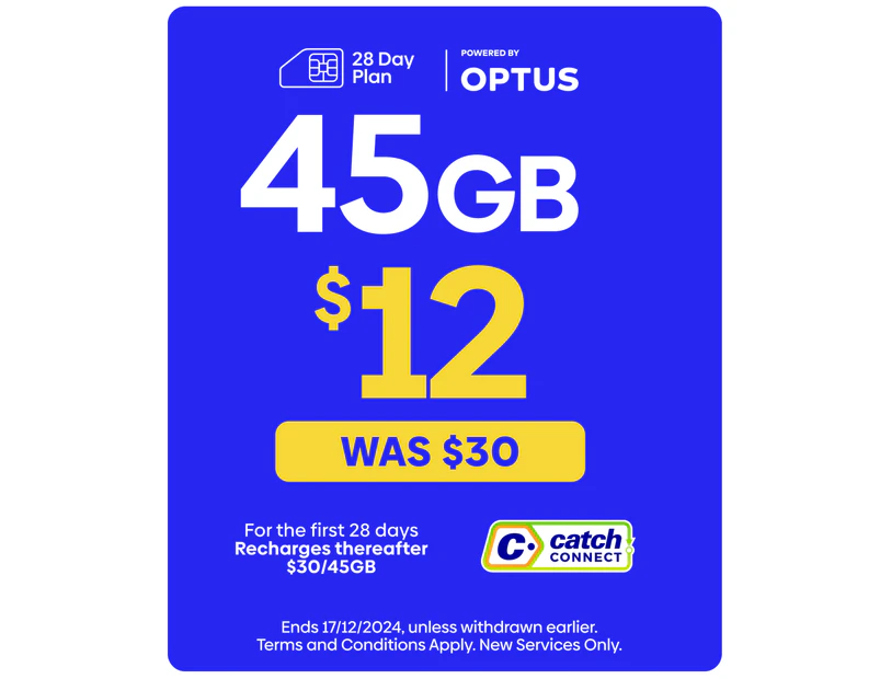 Catch Connect 28 Day Mobile Plan - 45GB