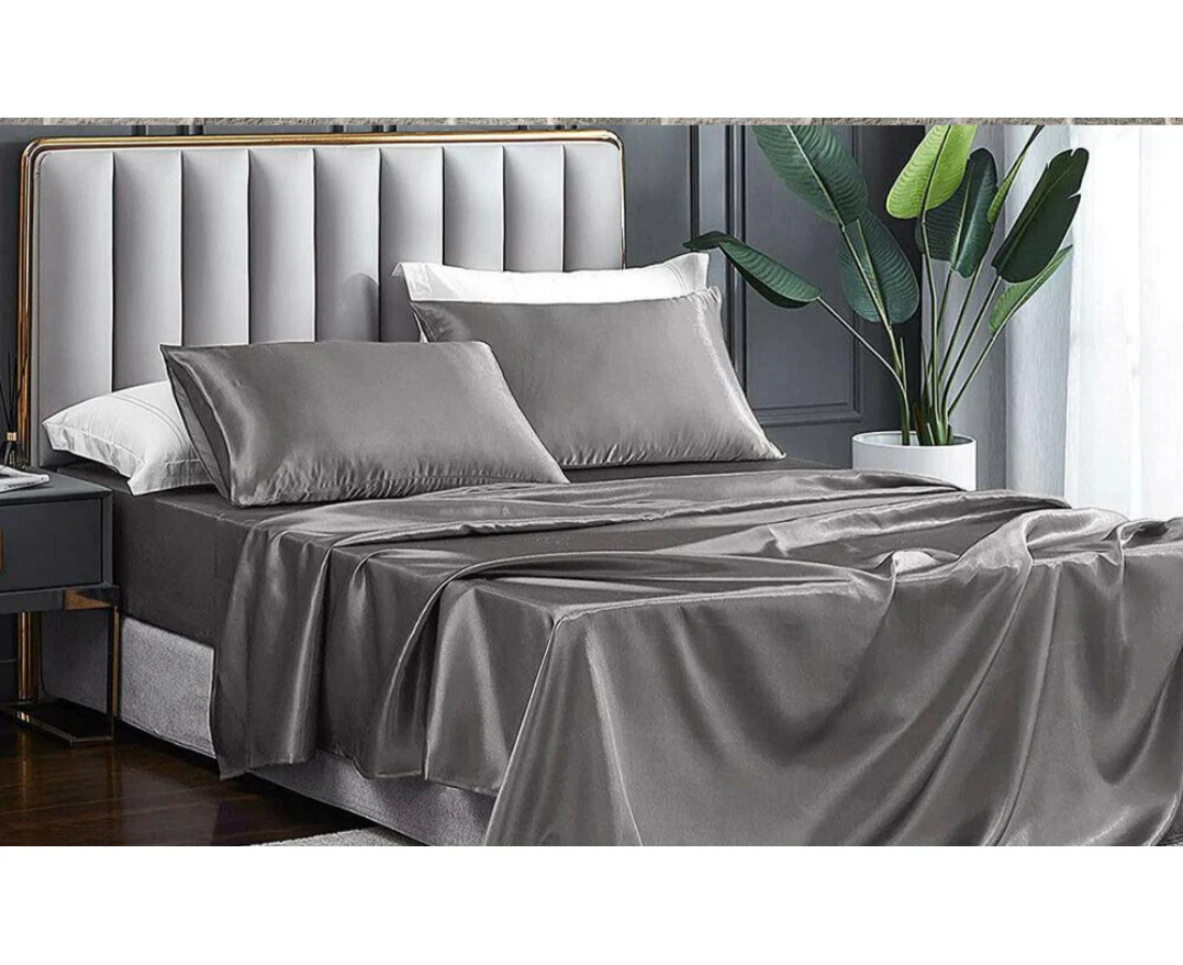 1800tc All Size Ultra Silk Satin Flat Fitted Sheet