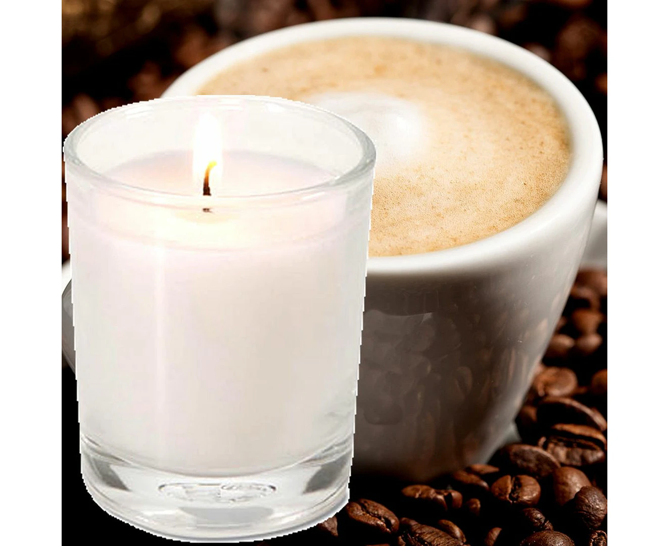 Coffee & Vanilla Scented Votive Candles x 4