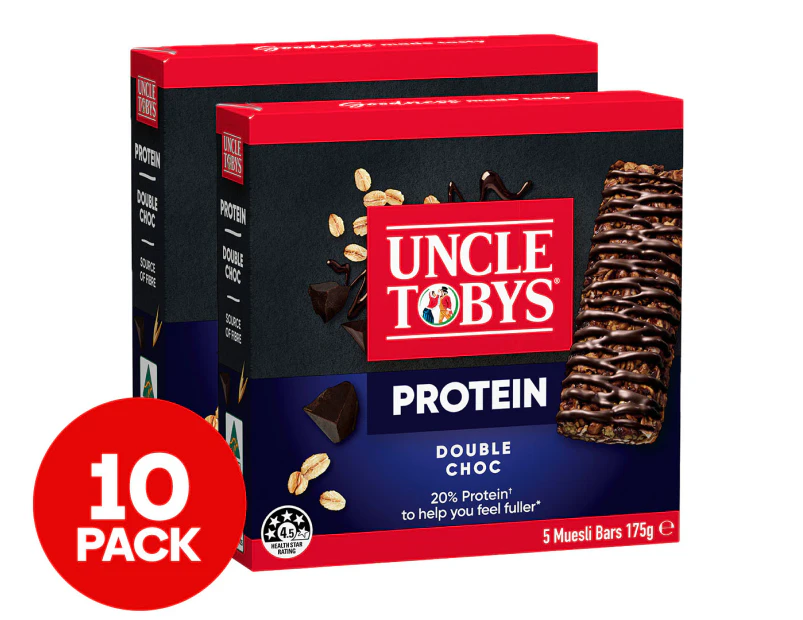 2 x 5pk Uncle Tobys Protein Muesli Bars Double Choc 175g