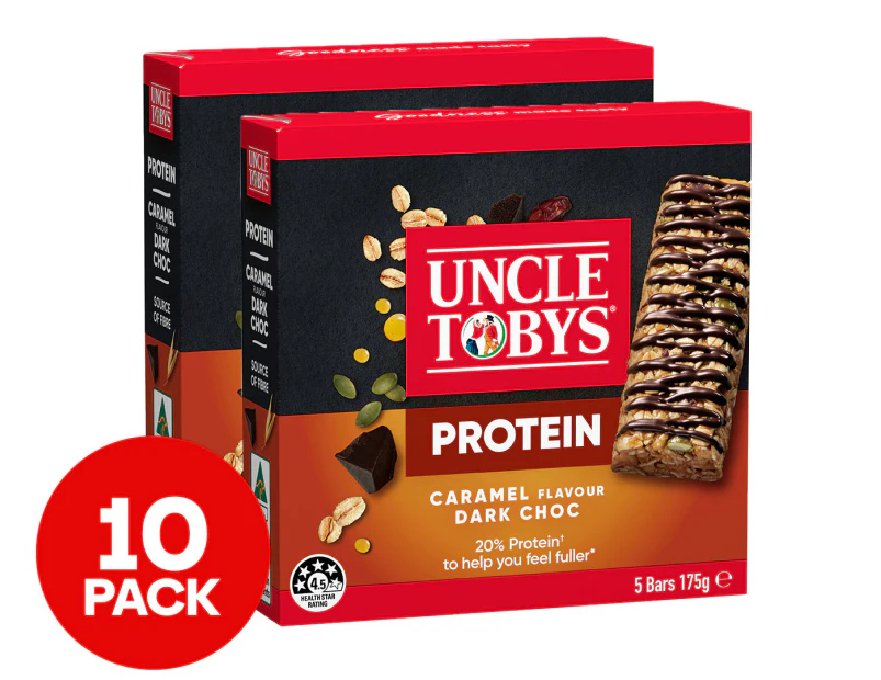 2 x 5pk Uncle Tobys Protein Bars Caramel Dark Choc 175g