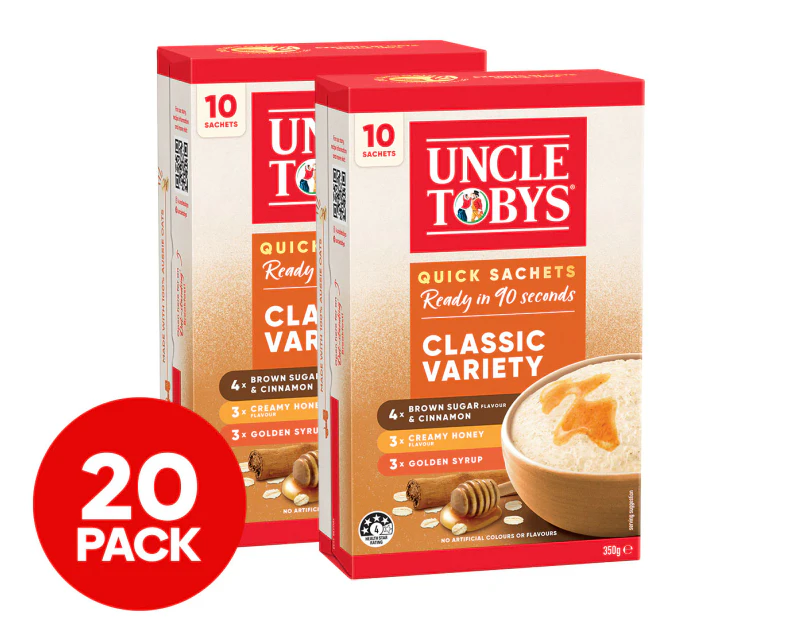 2 x 10pk Uncle Tobys Quick Oat Sachets Classic Variety 350g