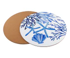 Set of 4 Maxwell & Williams 32cm Blue Coral Round Cork Back Placemats